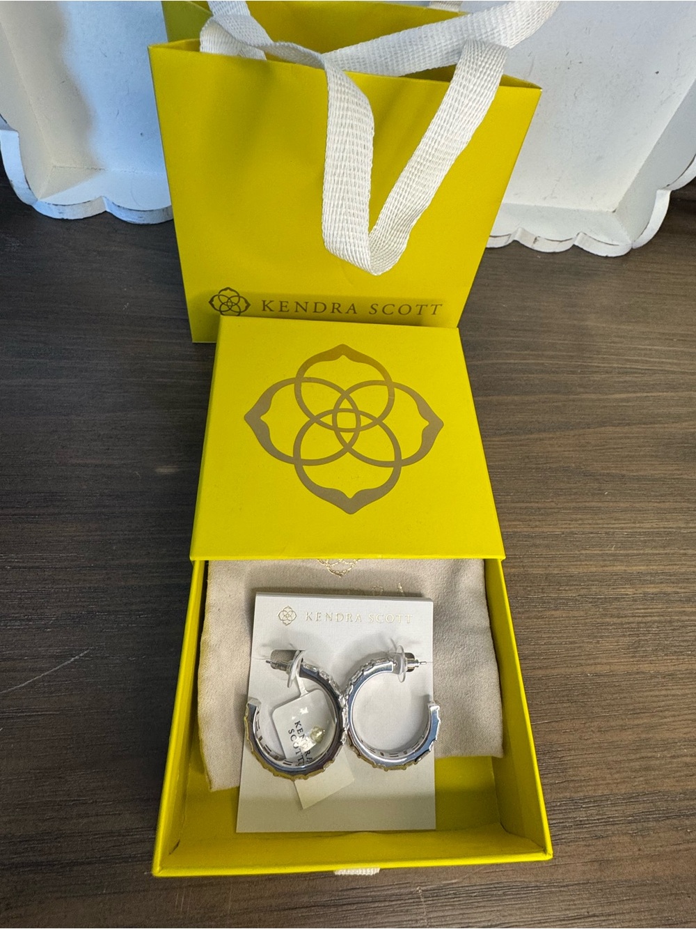 Kendra Scott Silver Textured Hoop Earrings
